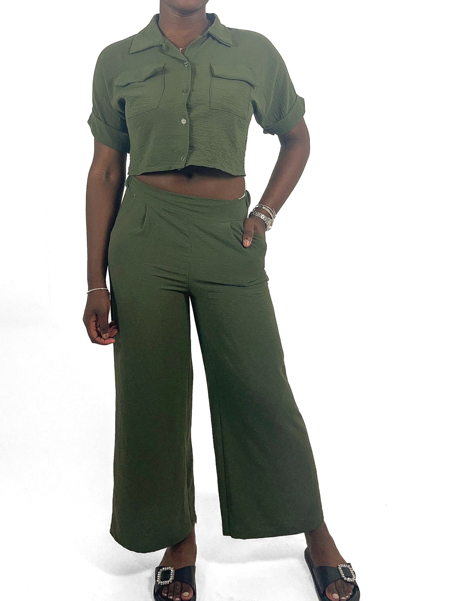 Cropped Shirt & Pants Set