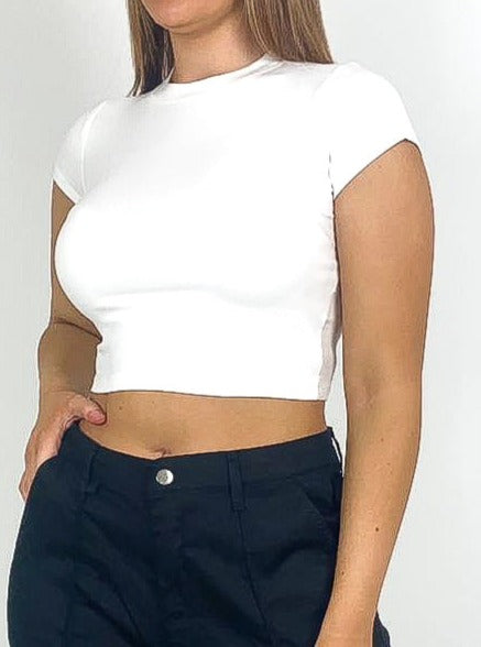 Short Sleeve Rib Crop T-Shirt