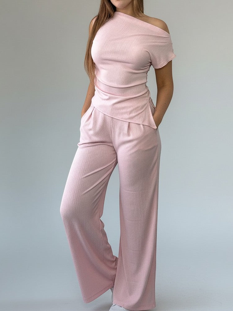 Asymmetric Top & Pants Set