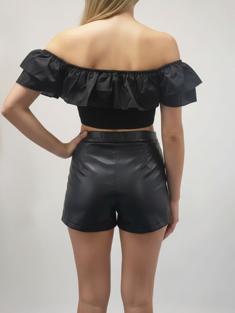 Ruffle Corset Crop Top