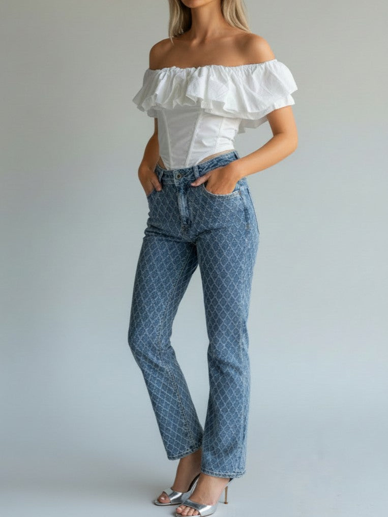 Ruffle Corset Crop Top