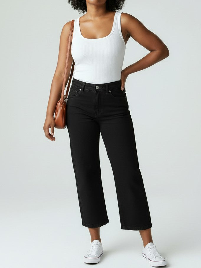 Short Length Wide Leg Jeans