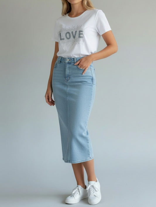Denim Midi Skirt