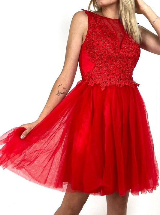 Diamante & Lace Top Skater Dress