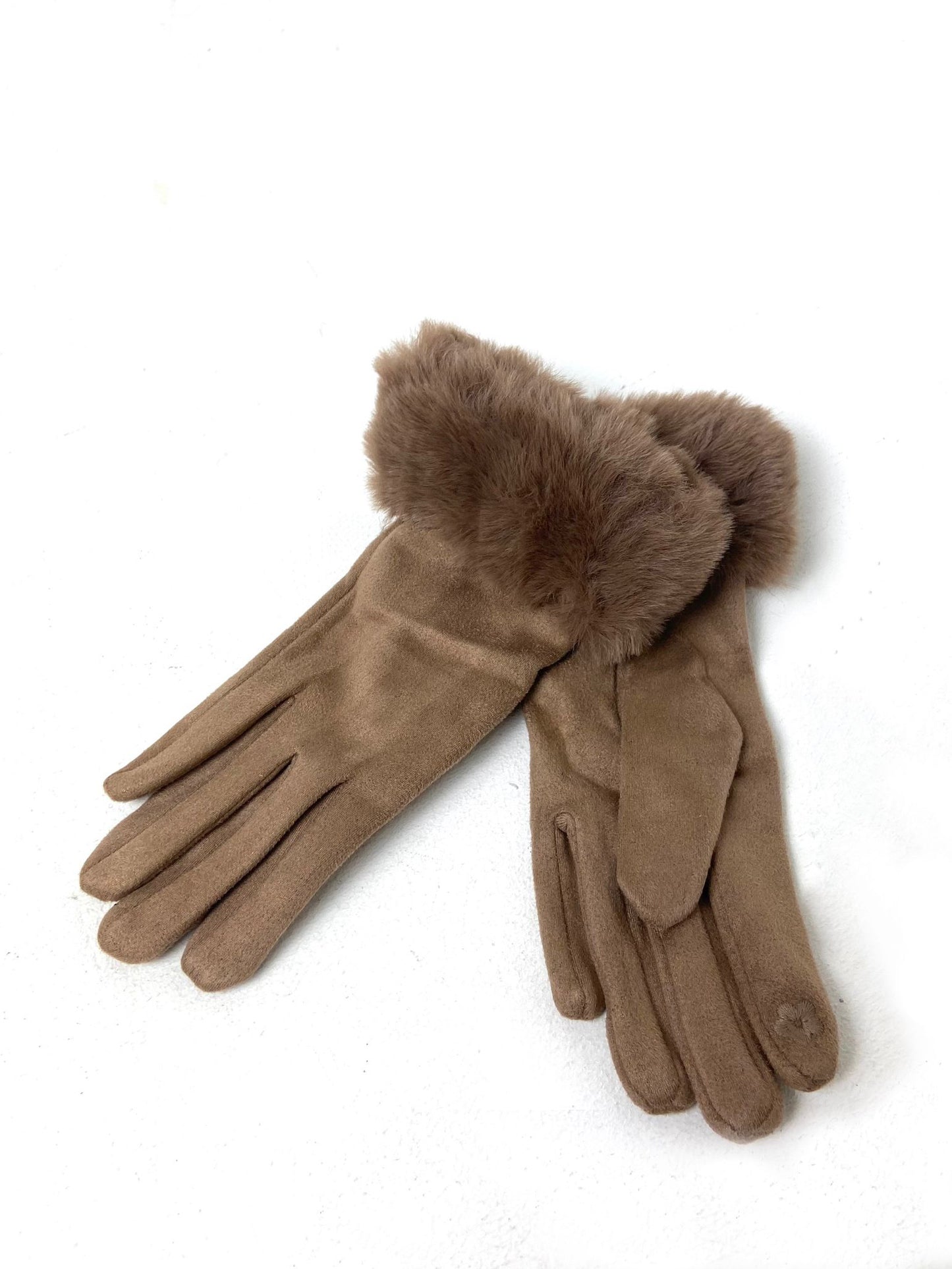 Faux Fur Trim Gloves