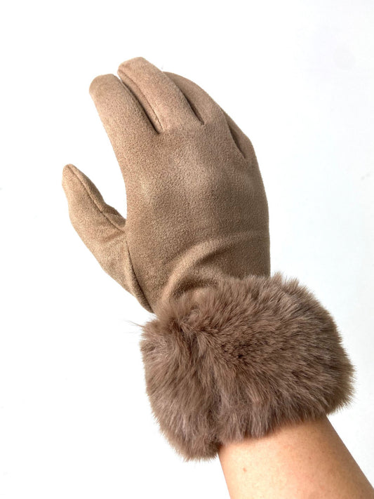 Faux Fur Trim Gloves