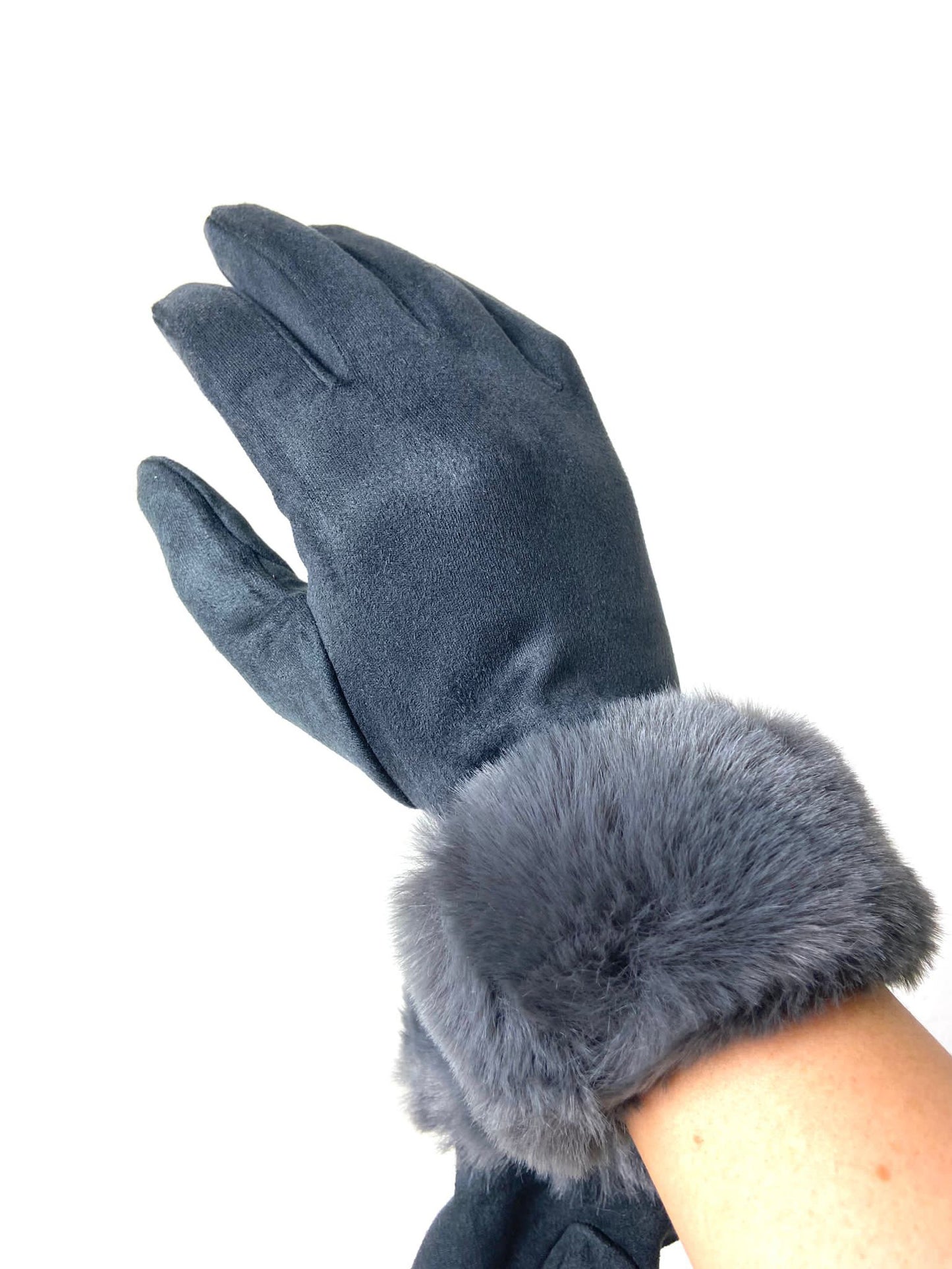 Faux Fur Trim Gloves