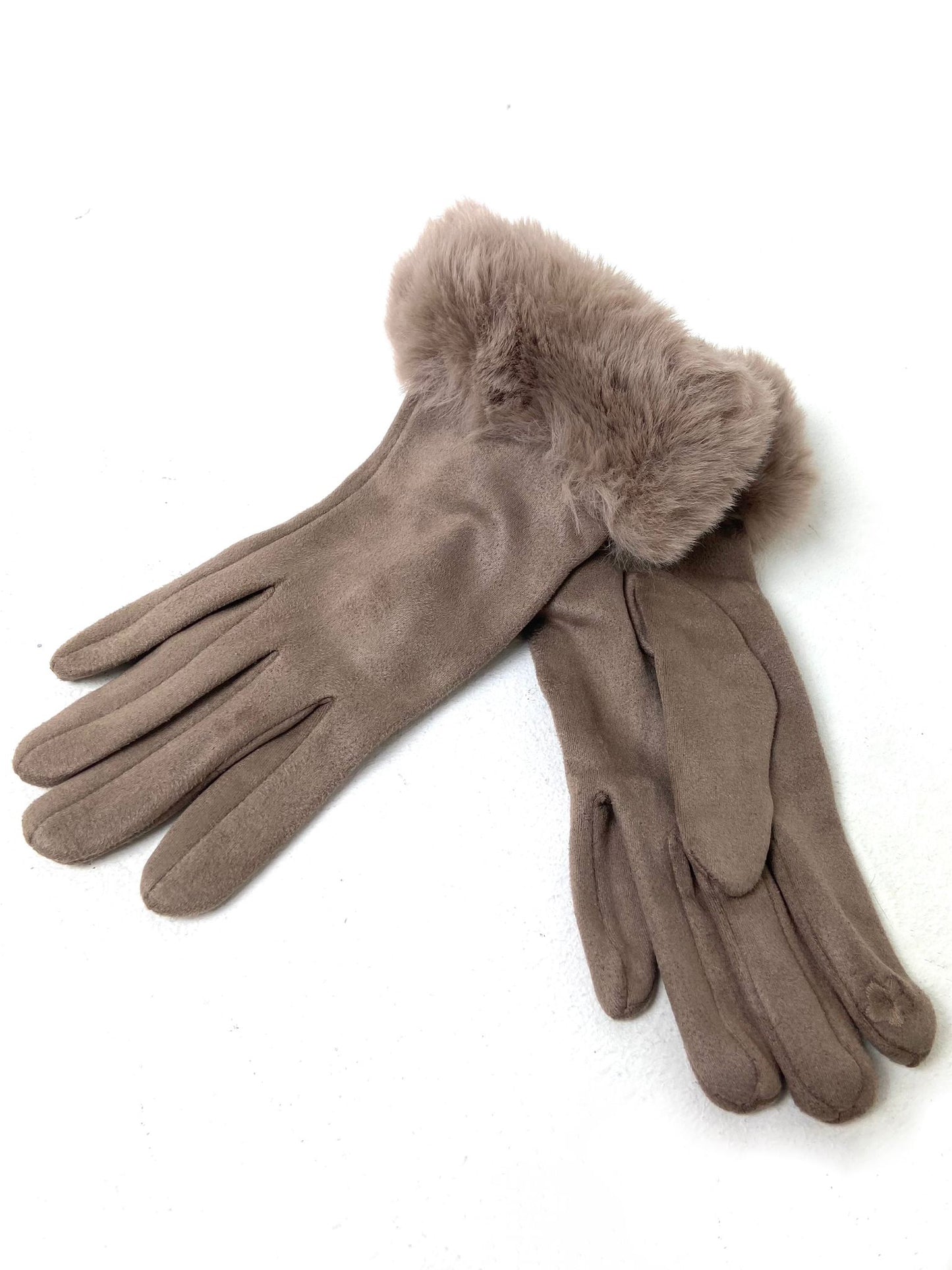 Faux Fur Trim Gloves