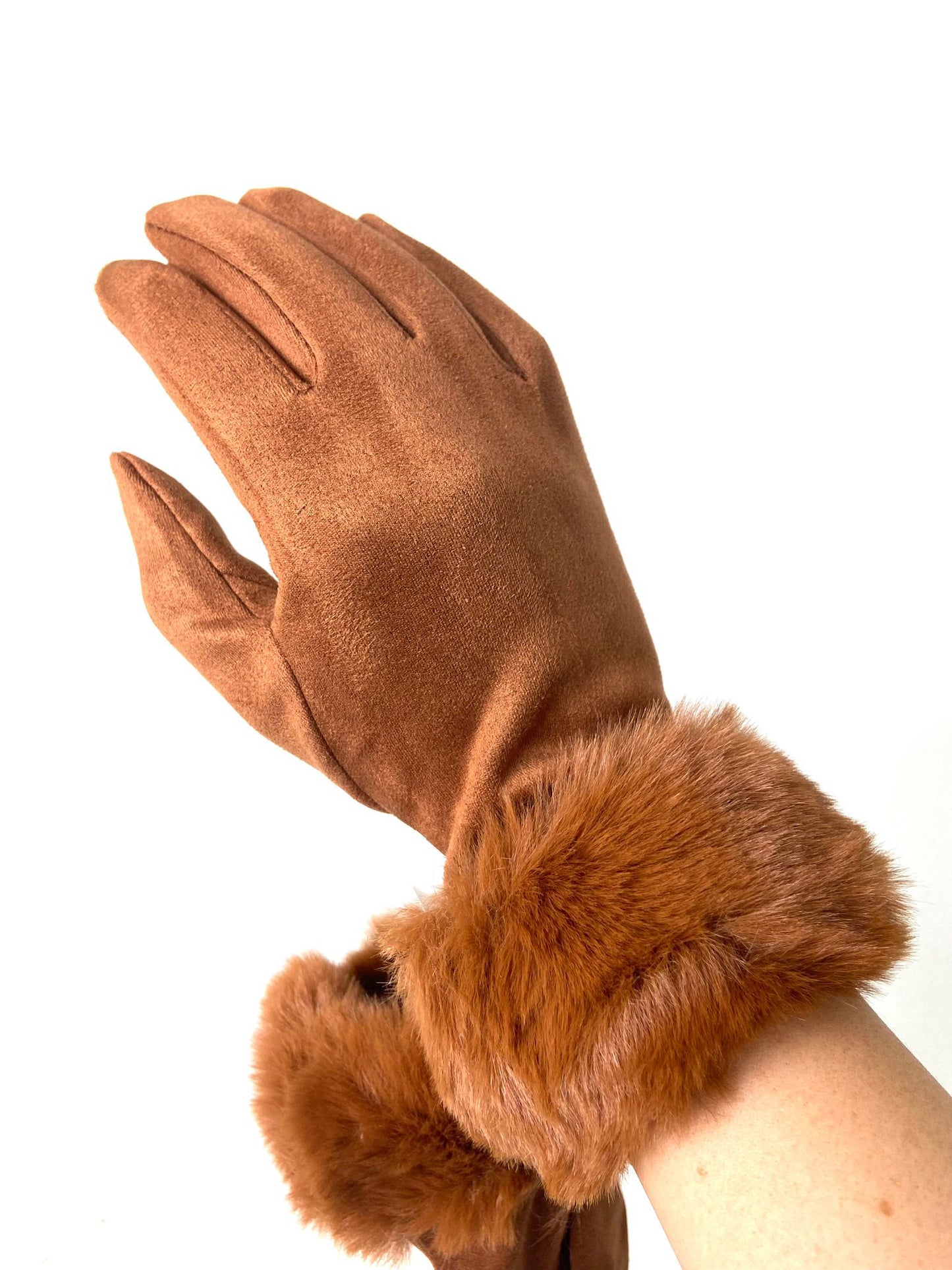 Faux Fur Trim Gloves