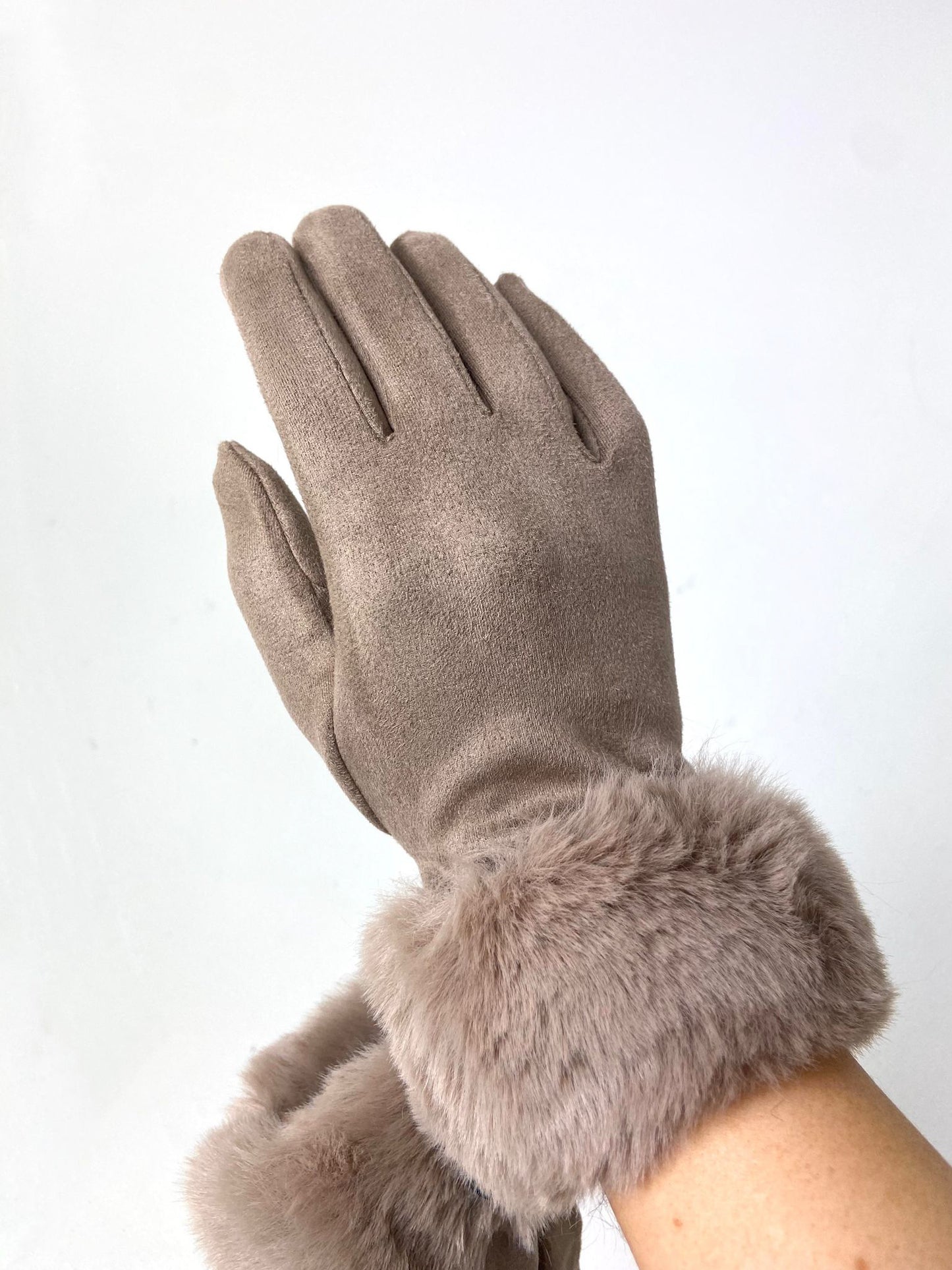 Faux Fur Trim Gloves