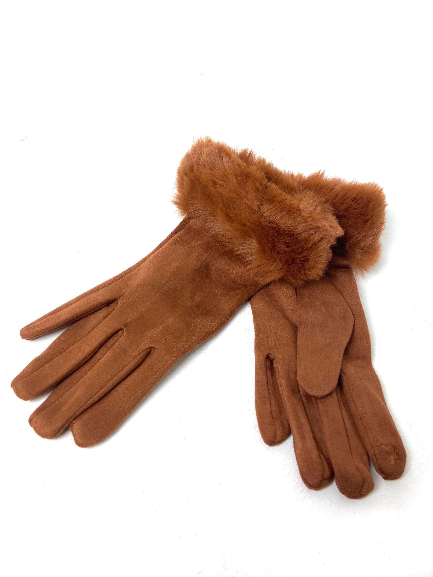 Faux Fur Trim Gloves