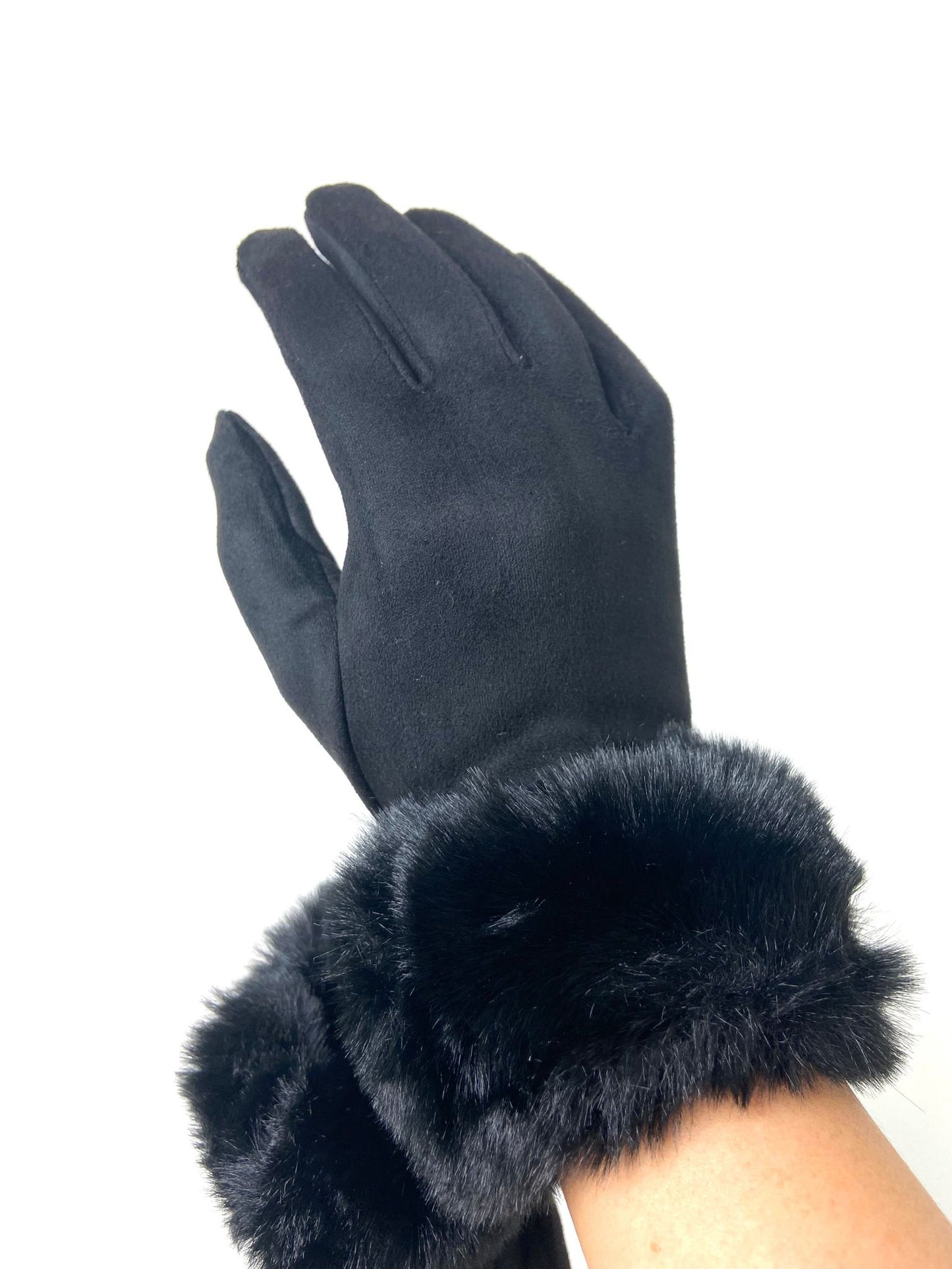 Faux Fur Trim Gloves