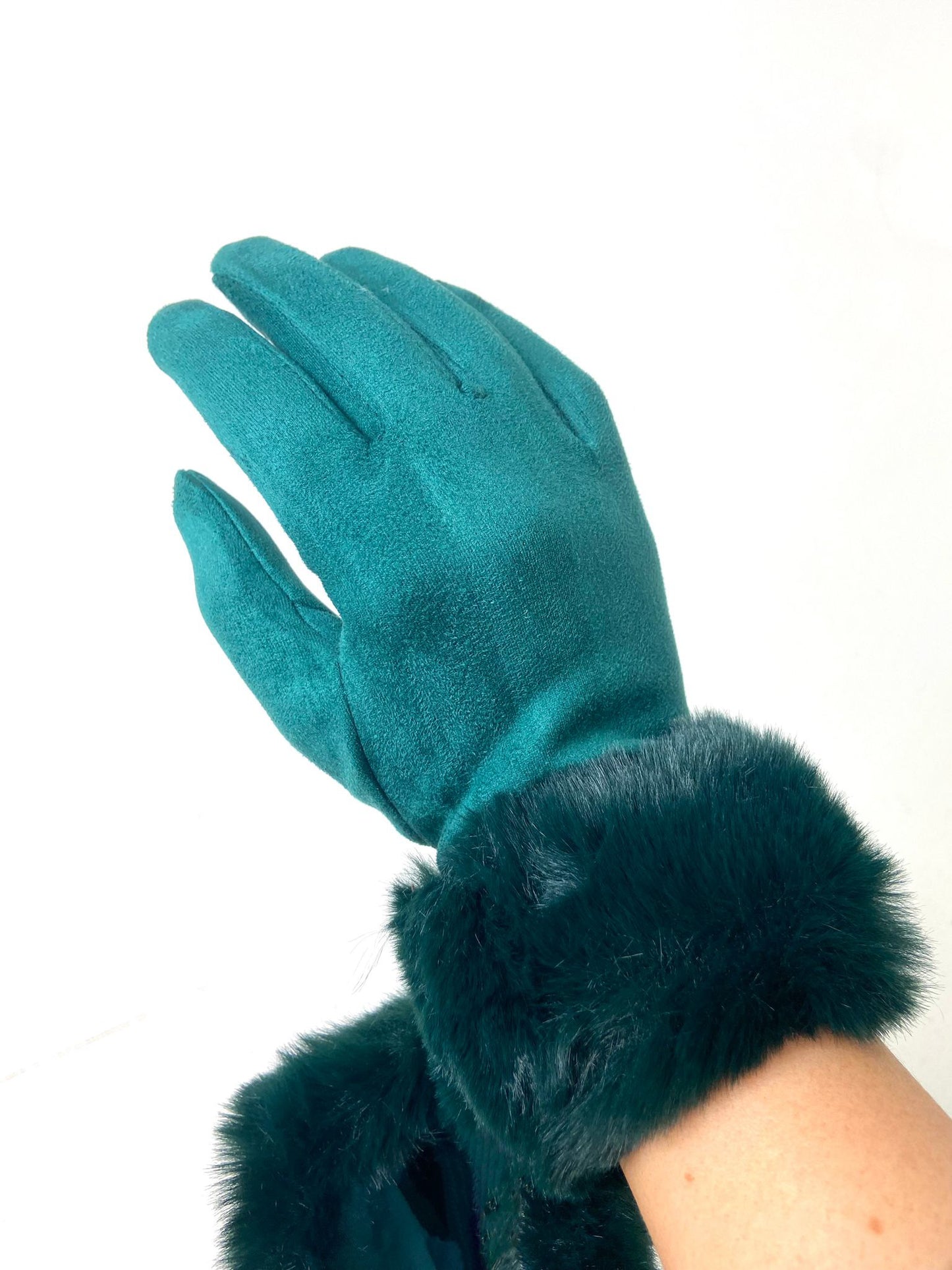 Faux Fur Trim Gloves