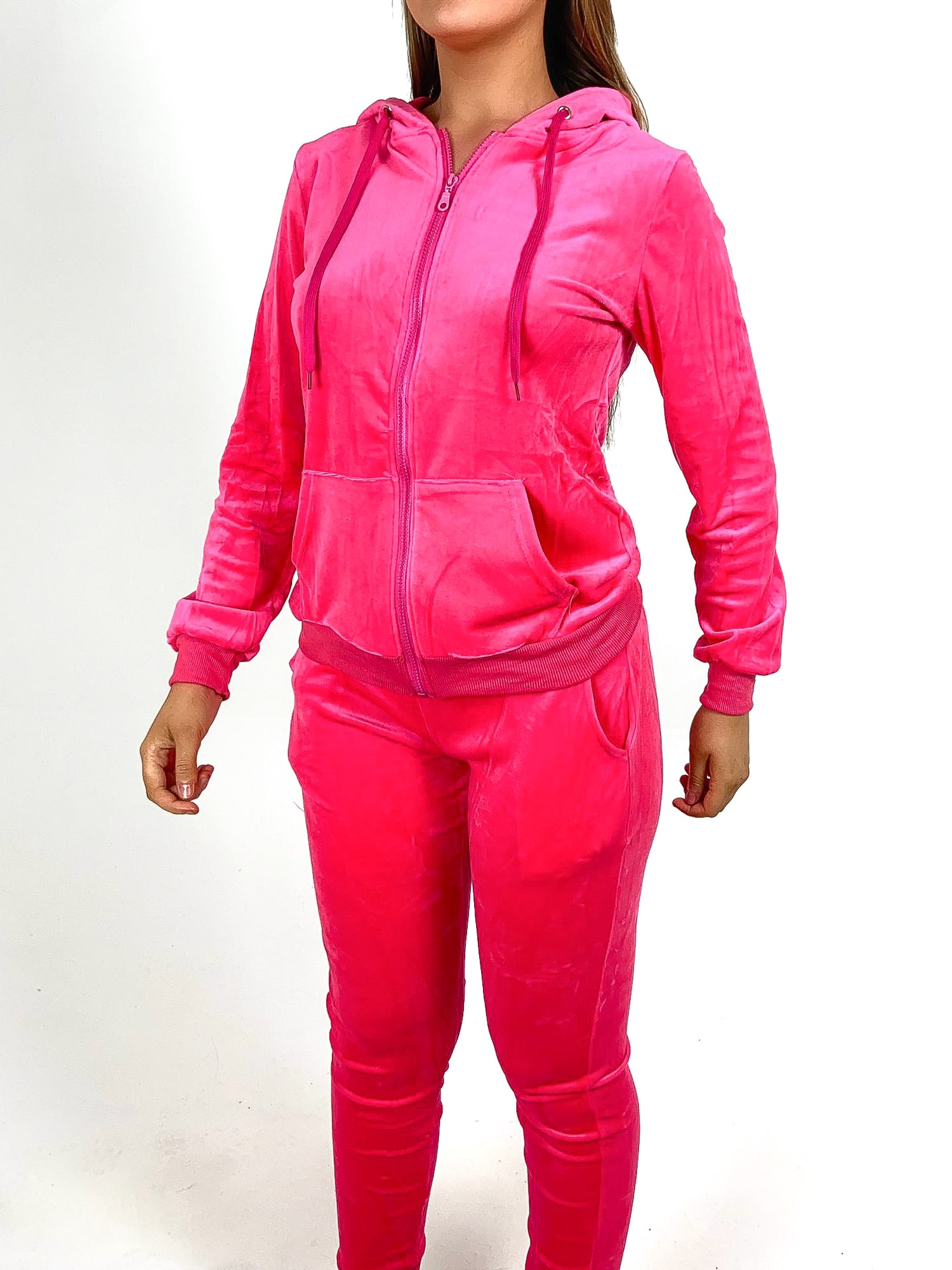 Hot pink hot sale velvet tracksuit