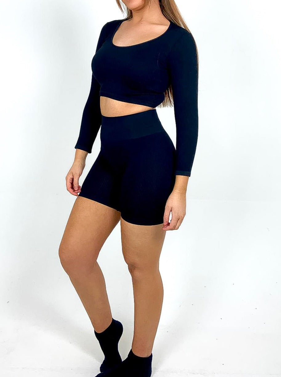 Long Sleeve Rib Crop Top