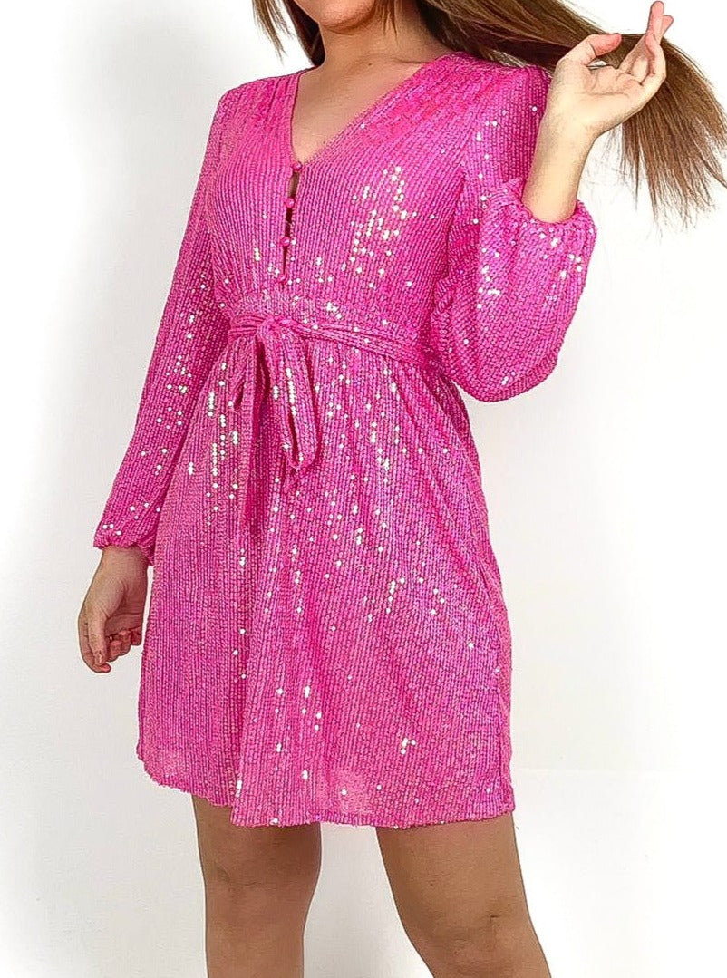 Sequin Long Sleeve Mini Dress