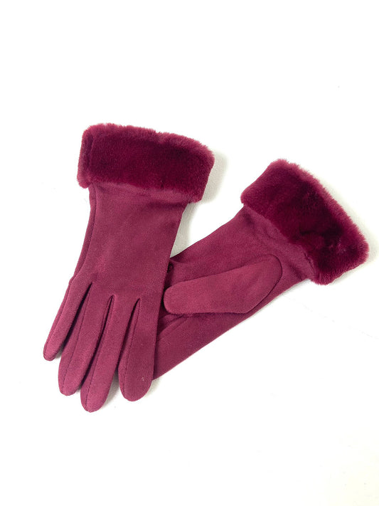 Faux Fur Trim Gloves