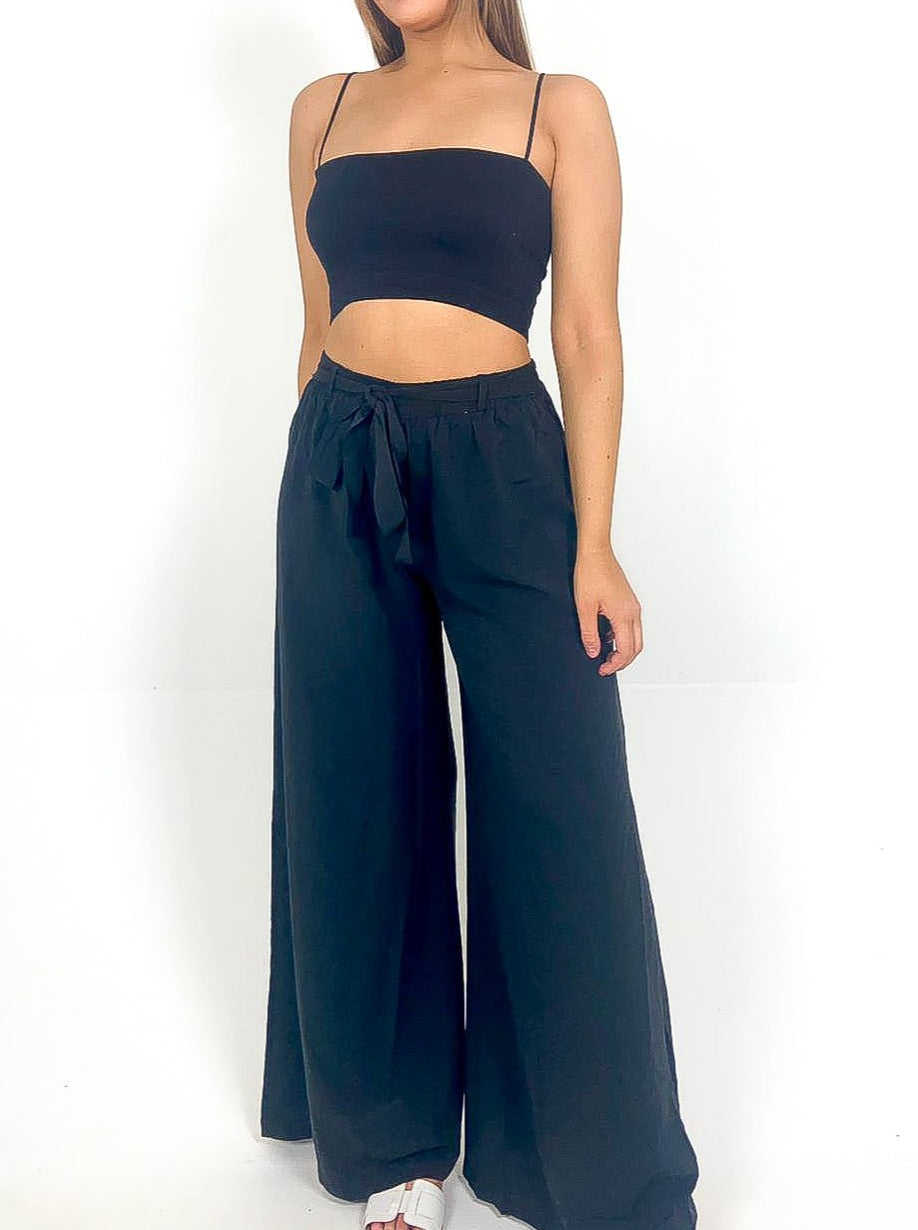 Belted Wide Leg Pants