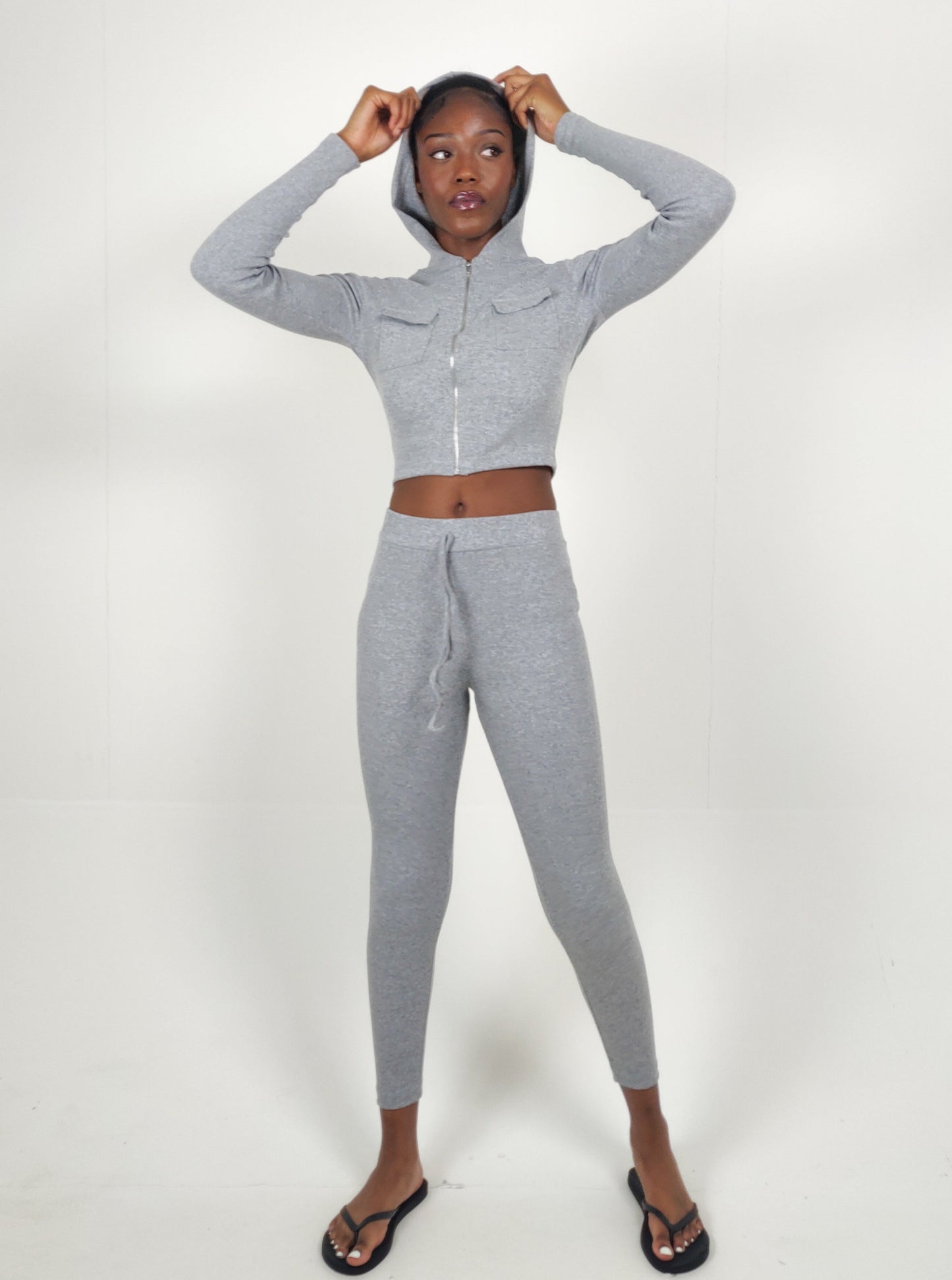 Zip Front Rib Lounge Set