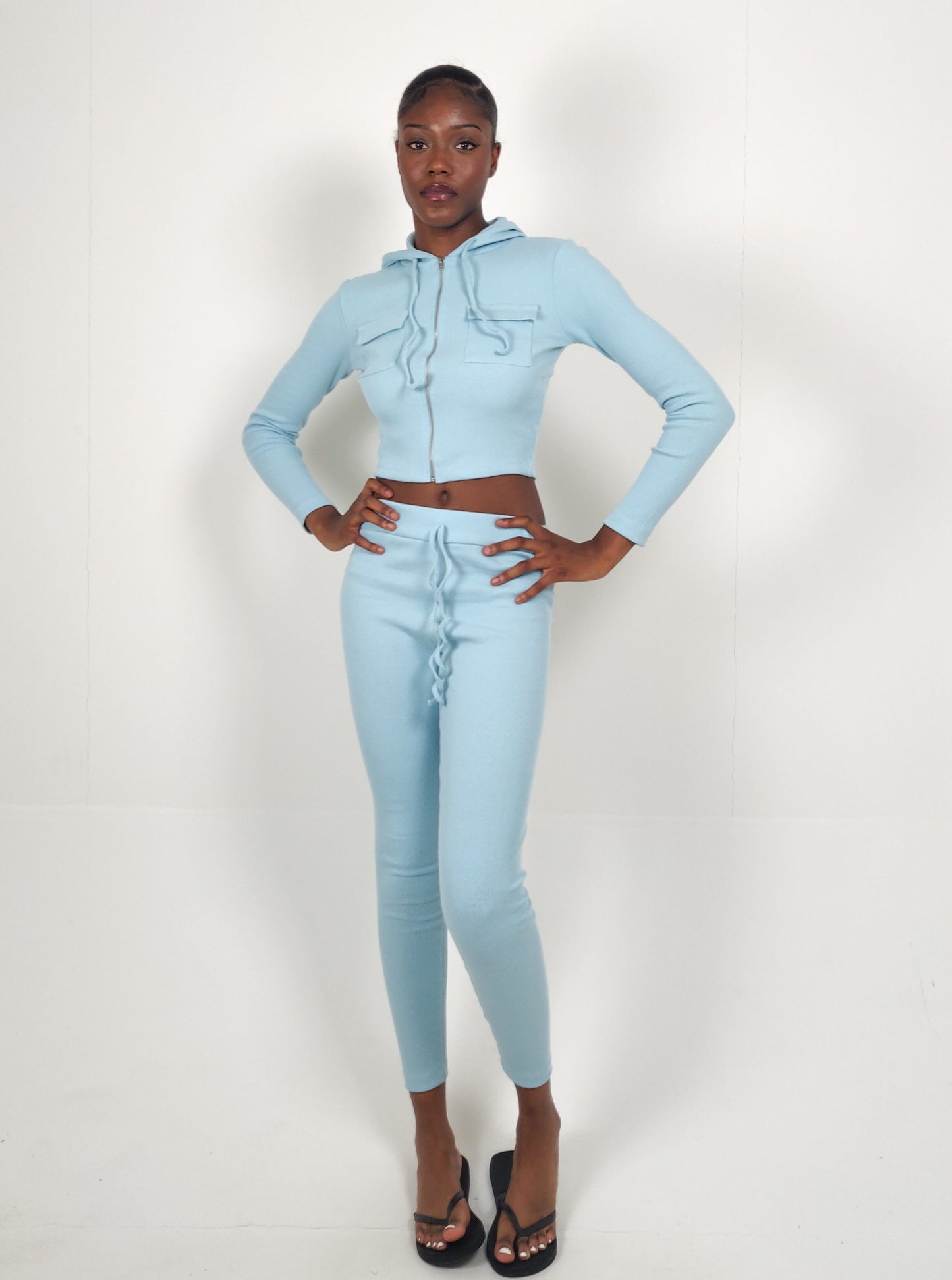 Zip Front Rib Lounge Set