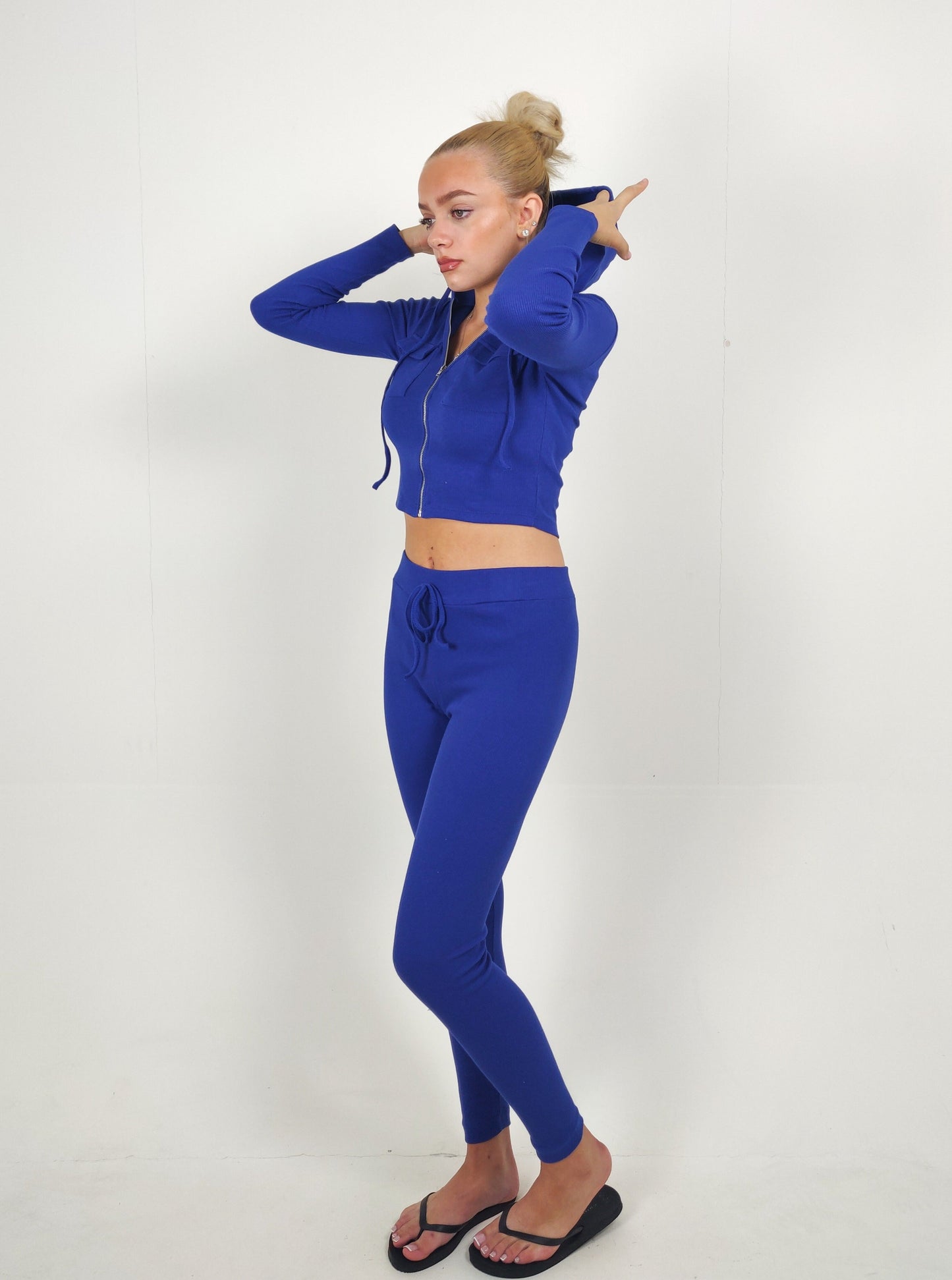 Zip Front Rib Lounge Set